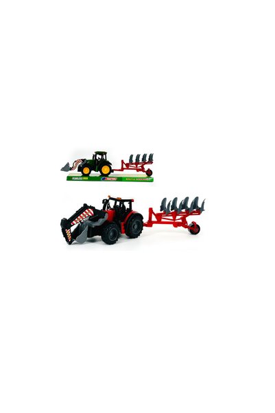 OEM Farm toy for plowing on the Rug, a plow and a green or red tractor with a...