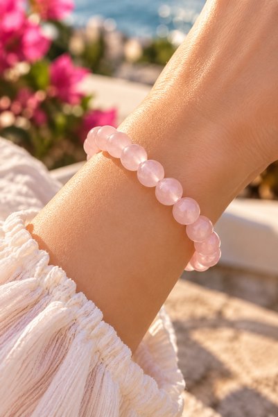 NBS Beautiful Naturel Stones سوار مغناطيسي من الكوارتز الوردي عالي الجودة 8 ملم