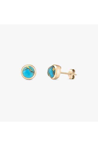 Indira Jewelry Golden Kaylee Silver Earrings - Turquoise