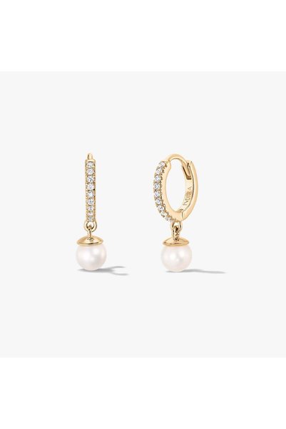 Indira Jewelry Cercei din argint Golden Kalya - Perle de Cultură, Zirconiu