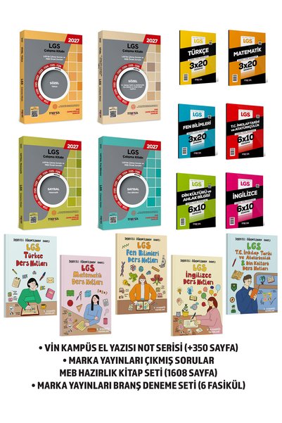 Marka Yayınları DEV LGS SETİ VİN KAMPÜS MEB ÇALIŞMA KİTABI ÇIKMIŞ SORULAR KON...