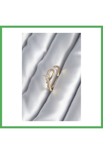 Nur store Çanta Brass Gold Color Zircon Stone Detail Ribbon Model Women's Rin...