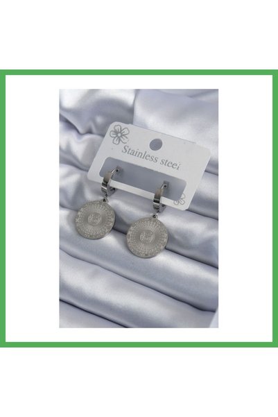 Nur store Çanta 316L Steel Silver Color Processing Detail Women's Earrings Be...