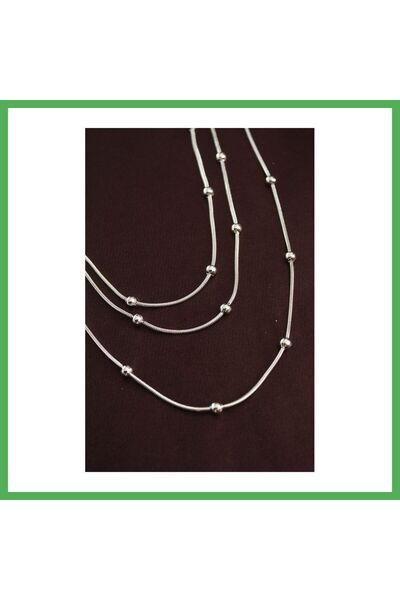 Nur store Çanta 316L Stainless Steel Silver-Colored Minimalist Bead-Style Mul...