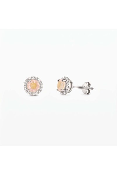 Indira Jewelry Keira Silver Earrings - Rose Quartz