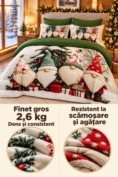 Frasin Select Lenjerie de pat de Crăciun, Finet gros, 6 piese, cearceaf 220×2...