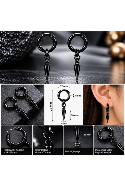 G Sport POLO Black Color Stainless Steel Earrings