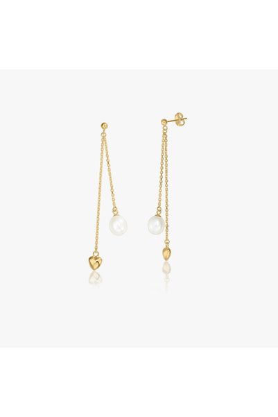 Indira Jewelry Golden Eliana silver earrings - Cultured Pearls