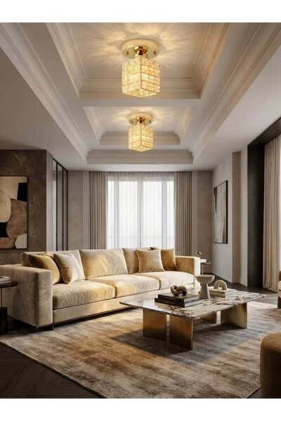 Generic Sageliving Modern Gold Crystal Flush Mount Ceiling Light, 10cm Mini S...