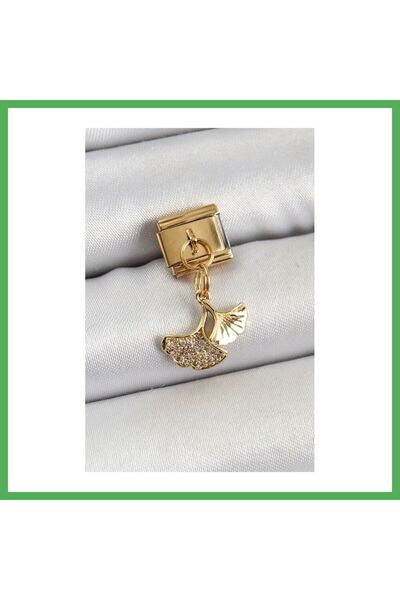 Nur store Çanta 316L Steel Dangle Zircon Stone Fish Tail Model Gold Color Nom...