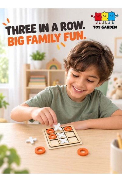 TOY GARDEN Wooden Tic Tac Toe Game | Classic XO Board Game | Educational Puzz...