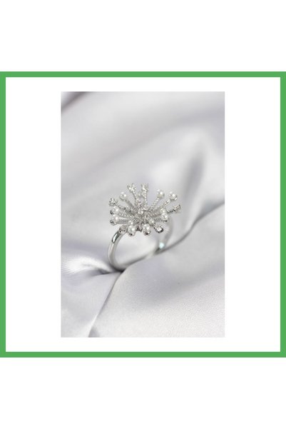 Nur store Çanta Silver Color Dandelion Model Zircon Stone Women's Ring Bezoss