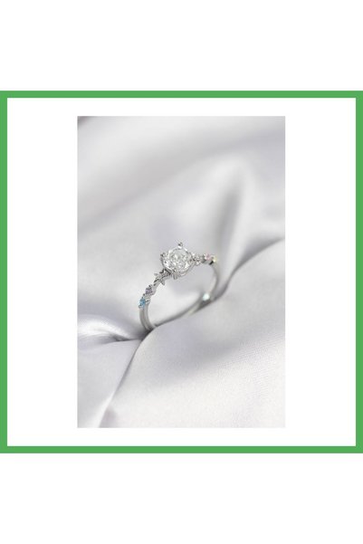 Nur store Çanta Single Stone Model Zircon Stone Silver Color Women's Ring Bezoss