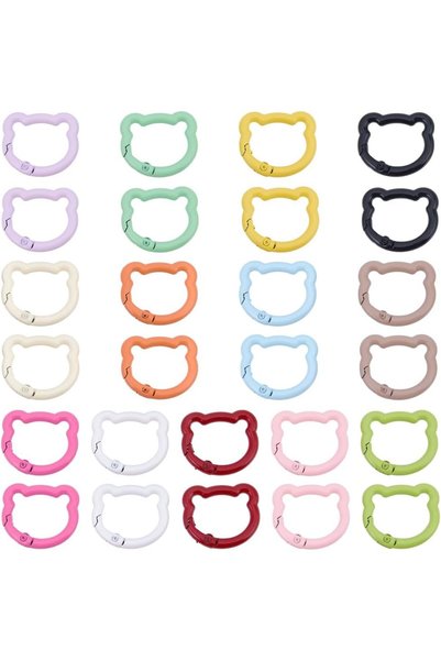 TERRIFI 26Pcs Bear Shaped Spring Clasp Keychain, 13 Colors Metal Snap Hooks, ...