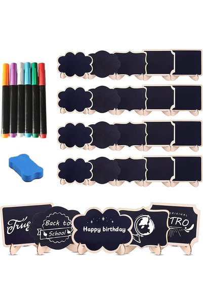 Generic Mini Chalkboards Signs 20 Pcs with 6 Colors Chalk Marker. Blackboard ...