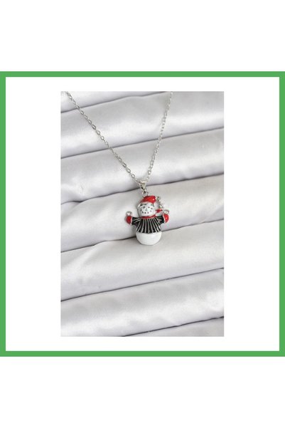 Nur store Çanta 316L Steel Chain Silver Color Snowman Figured Christmas Theme...