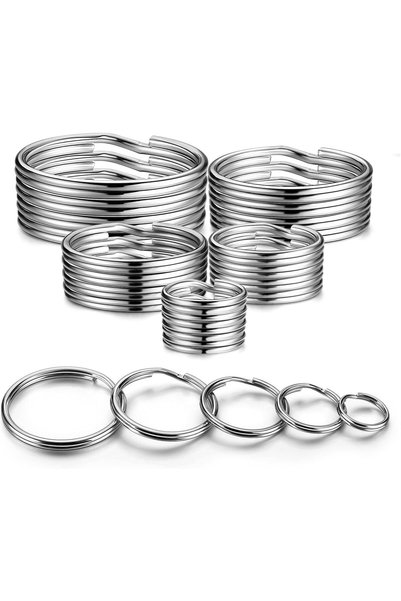 Bukela حلقات مفاتيح معدنية متينة متنوعة الأحجام، 5 أحجام (صغيرة 1/2 بوصة، 3/4...