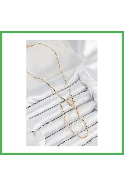 Nur store Çanta Brass Zircon Stone Crushed Chain Model Gold Color Y Necklace ...