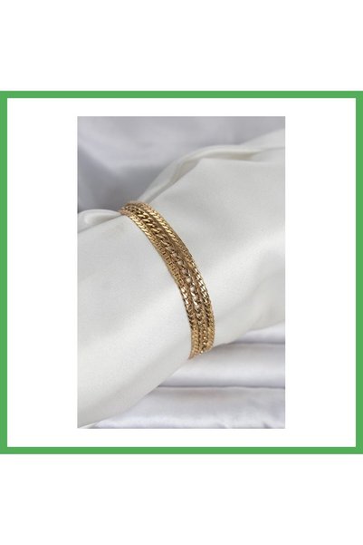 Nur store Çanta 316L Steel Gold Color 3-Piece Women's Bracelet Bezoss