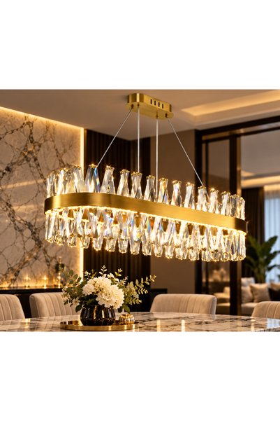 SANITEXPERT Suspended LED Chandelier with Decorative Crystals, 296W (148W+148...