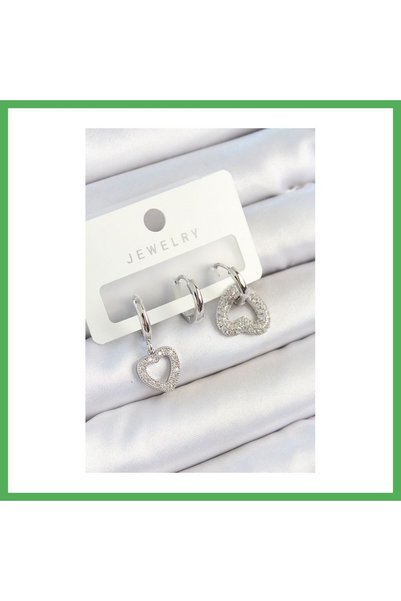 Nur store Çanta Brass Zircon Stone Model Silver Color 3-Piece Double Women's ...