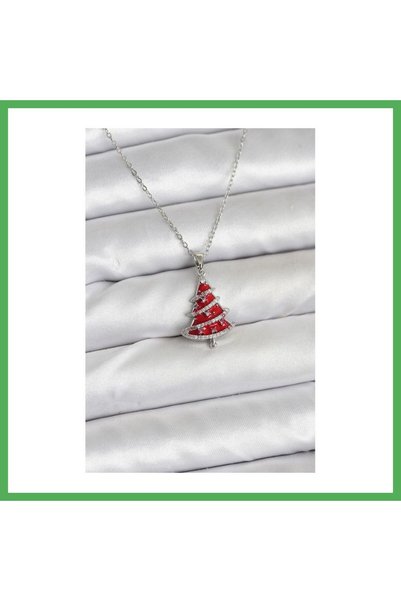 Nur store Çanta 316L Steel Chain Silver Color Red Pine Tree Model Christmas T...