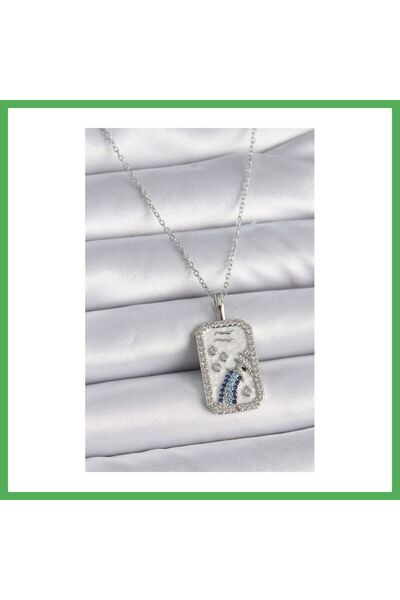Nur store Çanta 316L Steel Silver Color Chain Aquarius Zodiac Sign Zircon Sto...