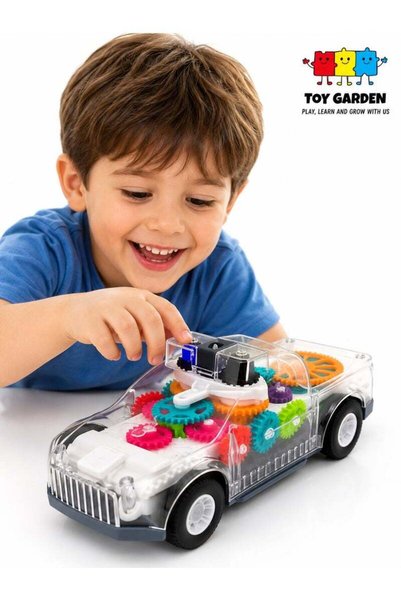 TOY GARDEN Baby Toddler Police Car Electric Toy with Auto Driving, Transparen...