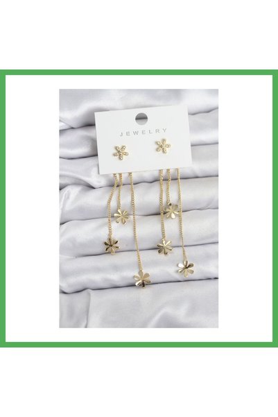 Nur store Çanta Papatya Model Gold Color Brass Dangle Women's Earrings Bezoss