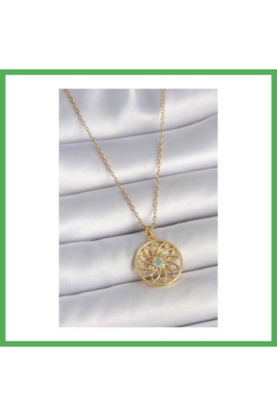 Nur store Çanta 316L Steel Gold Color Zincr Blue Stone Lotus Model Women's Ne...