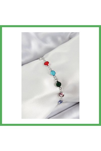 Nur store Çanta سوار نسائي من النحاس الفضي اللون مع حجر الزركون متعدد الألوان...