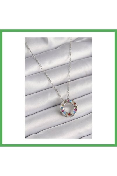 Nur store Çanta 316L Steel Silver Color Chain Colorful Zircon Stone Xoxo Mode...