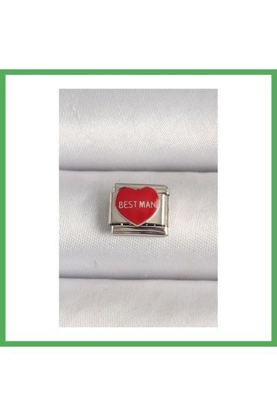 Nur store Çanta 316L Steel Silver Color'Best Man' Written Red Engraved Nomina...