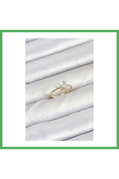 Nur store Çanta Brass Gold Color Clover Model Women's Ring Bezoss