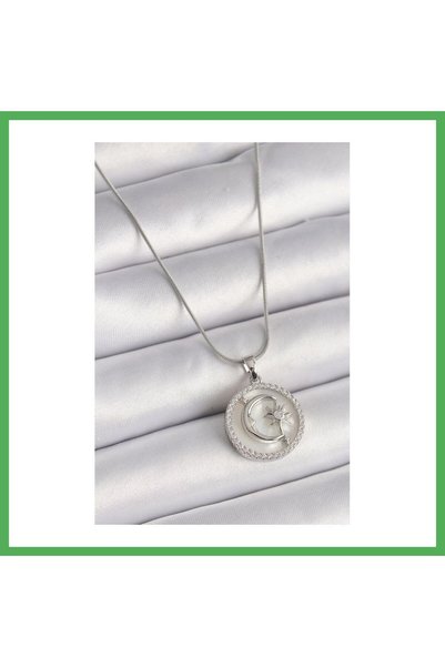 Nur store Çanta 316L Steel Silver Color Chain with Zircon Stone Detail White ...