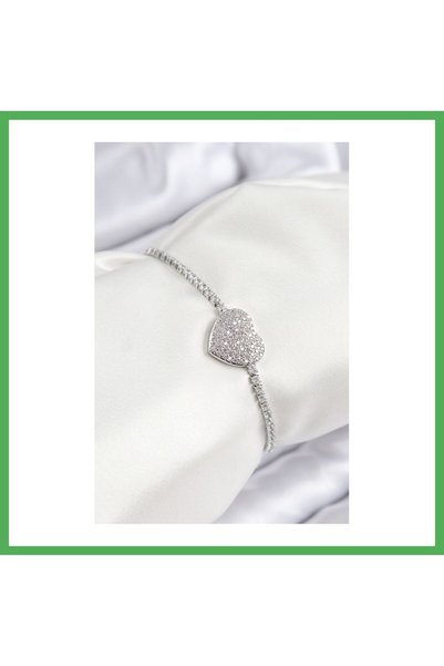 Nur store Çanta سوار نسائي من النحاس والزركون موديل فضي اللون مع مصعد فضي الل...