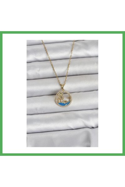 Nur store Çanta 316L Steel Chain Gold Color Zircon Stone Sea Themed Women's N...