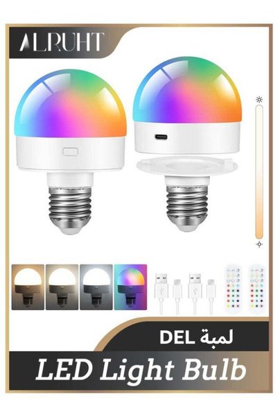 Generic Alruht Rechargeable Emergency LED Bulb 2 Pack, E27 RGB Light with Rem...