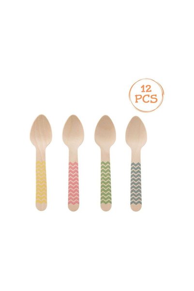 Jumbo Lingurite Party de Lemn Colorate 11cm - 12buc
