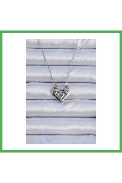 Nur store Çanta 316L Steel Chain Silver Color Zircon Stone Magnet Necklace Be...
