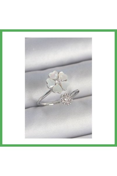 Nur store Çanta Brass Silver Color White Enamel Flower Model Zircon Stone Det...