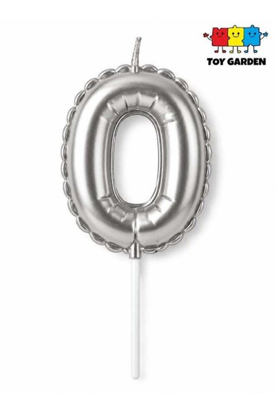 TOY GARDEN Silver Number 0 Candle for Birthday Cake Decoration, Metallic Fini...