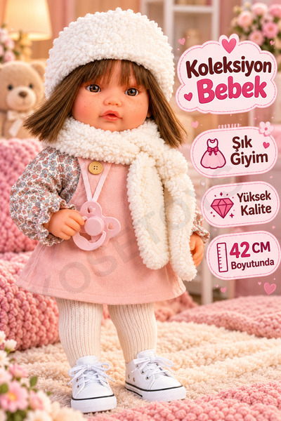 kosetoys Kız Bebek Oyuncak Gerçekçi Yüz Hatları Özel El İşçilikli Ağlayan Beb...