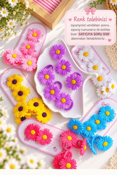 Generic Brand Colorful Daisy Figured Girls' Hair Clips and Rubber Bands Set 6...
