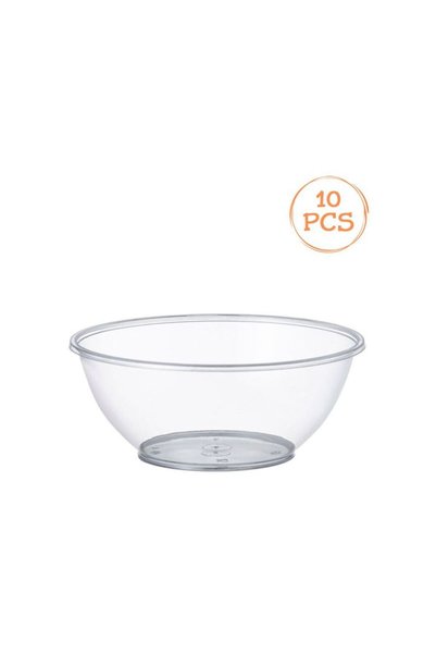 Jumbo Set of Reusable Transparent Plastic Bowls 280ml - 10pcs