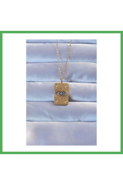 Nur store Çanta 316L Steel Gold Color Engraved Evil Eye Vintage Necklace Bezoss