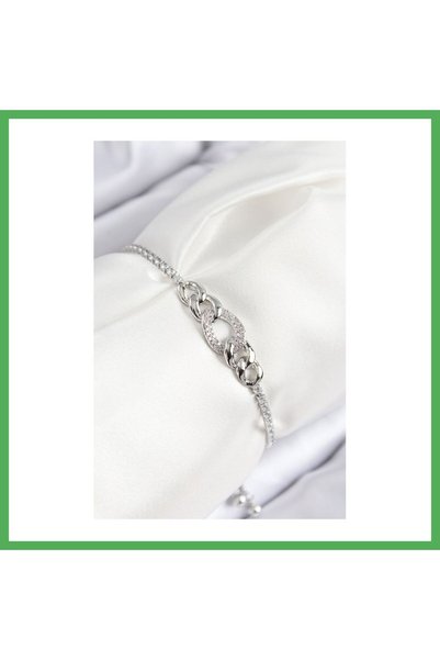 Nur store Çanta سلسلة من حجر الزركون النحاسي موديل فضي اللون سلسلة نسائية فضي...