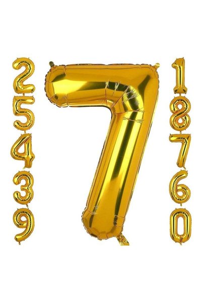 TOY GARDEN Number 7 Balloon Foil Gold Glamorous Party Decorations Jumbo Digit...