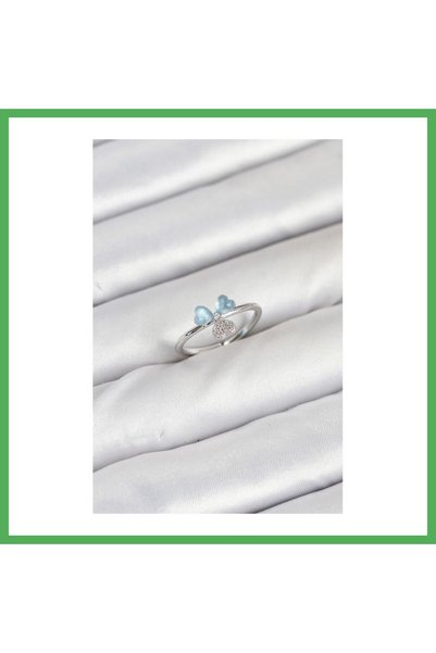 Nur store Çanta خاتم نسائي من النحاس الفضي اللون طراز كلوفر من BEZOSS
