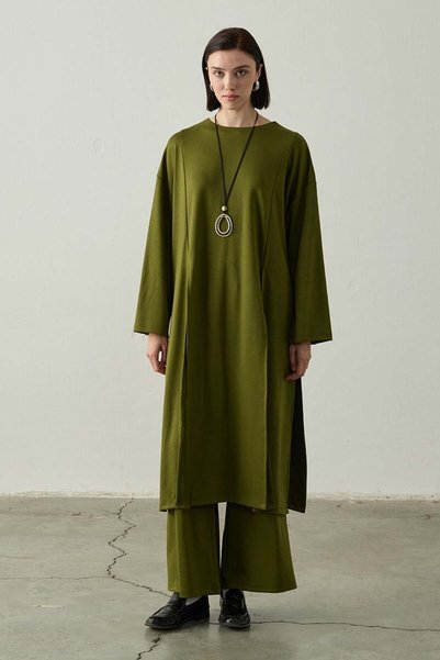 Ceylan Otantik Set de pantaloni și tunică verde iarbă